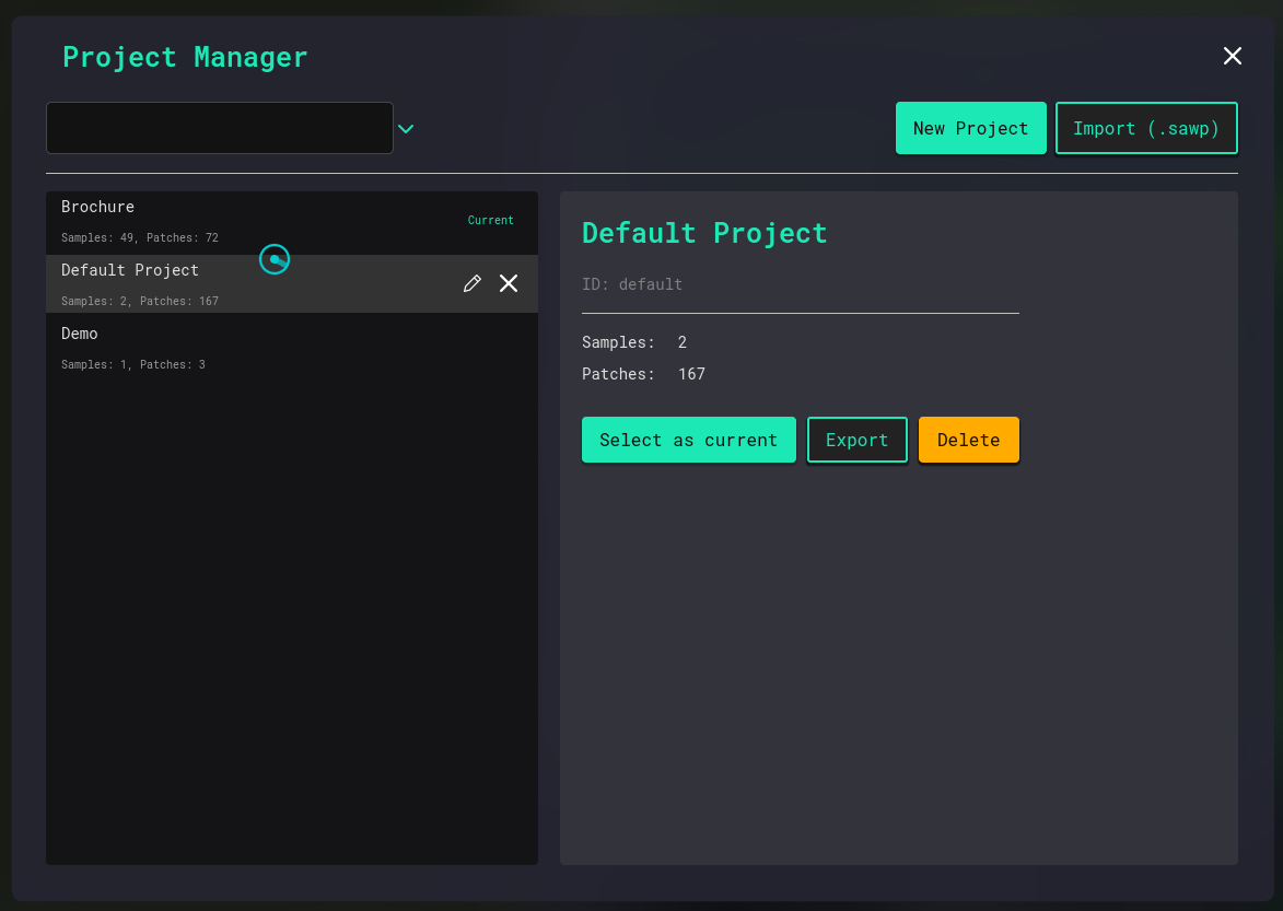 Projects panel